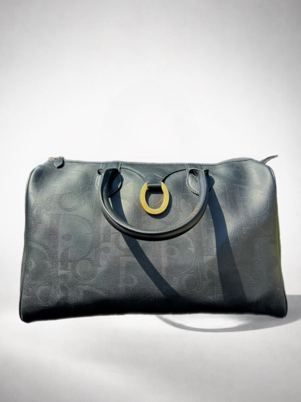 Black Dior Boston bag with Embossed Monogram